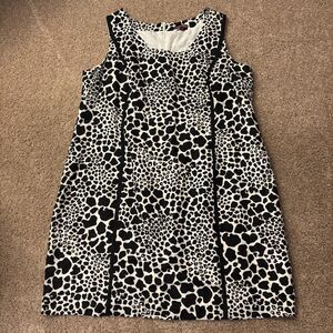 Jessica London Dress Womens 28 Black White Animal Print Linen Blend Sheath NWOT